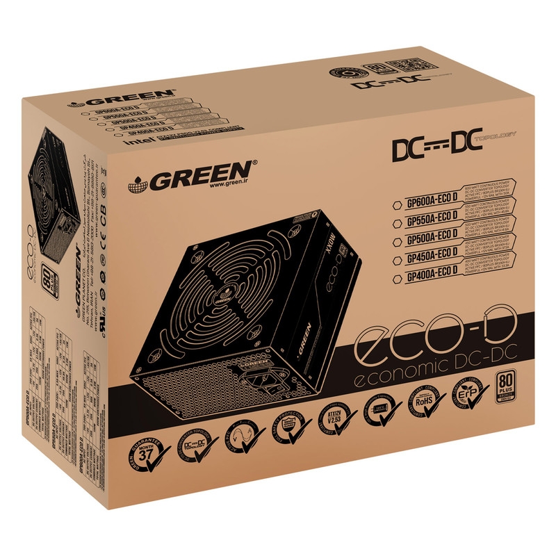 قیمت و خرید منبع تغذیه کامپیوتر 450W وات گرین مدل GP450A-ECO D