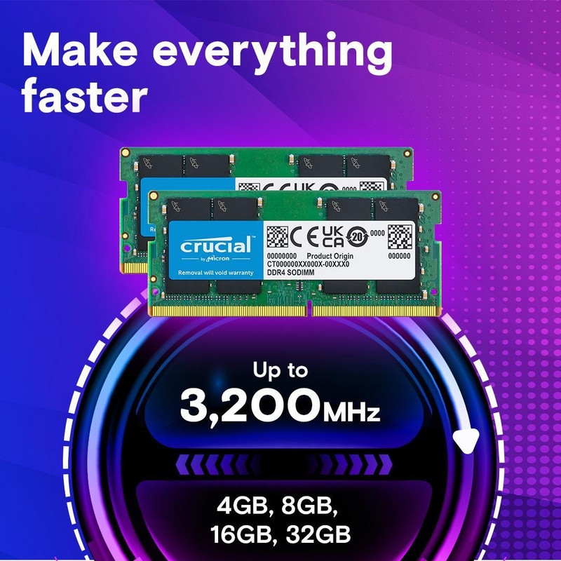 قیمت و خرید رم لپ‌تاپ DDR4 تک کاناله 8 گیگابایت 3200 مگاهرتز کروشیال مدل CT8 با تایمینگ CL22 و ولتاژ 1.2 ولت