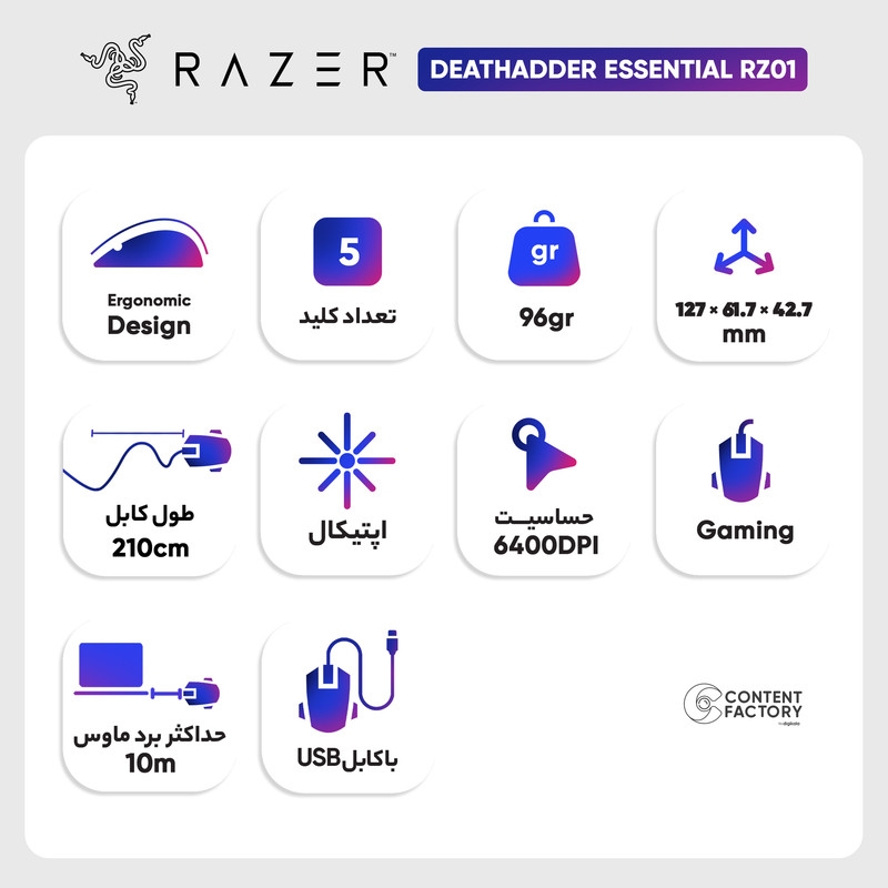 قیمت و خرید ماوس مخصوص بازی ریزر مدل DEATHADDER ESSENTIAL RZ01