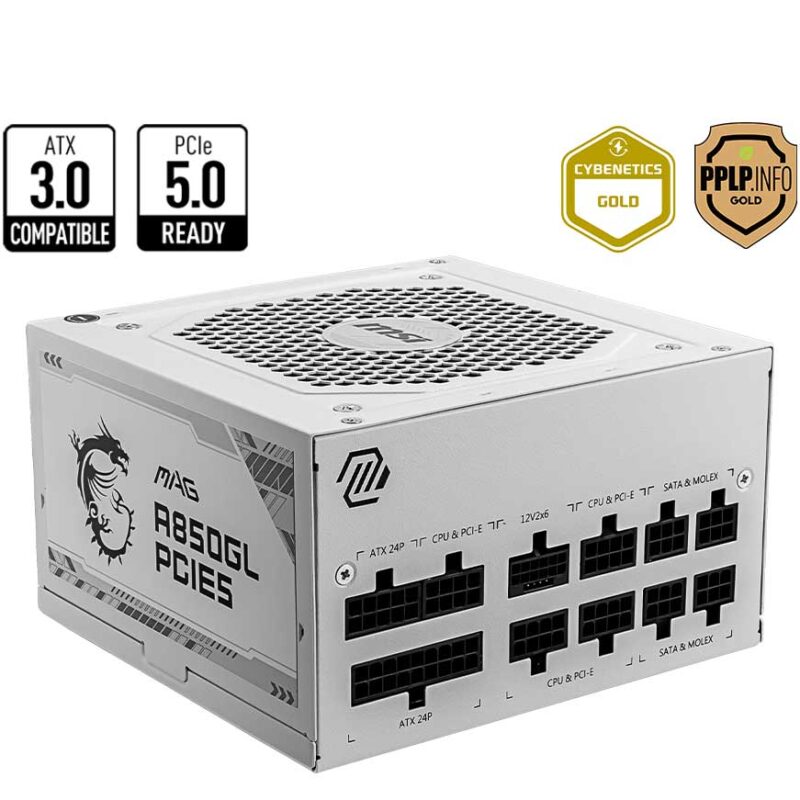 منبع تغذیه ام اس آی MAG A850GL PCIE5 سفید